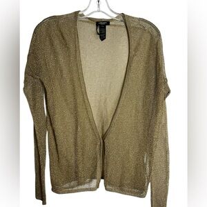 Chic Gold Open-Front Cardigan